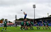 29 August 2021; Diarmuid Mangan of Leinster wins possession in the lineout during the IRFU U19 Men’s Clubs Interprovincial Championship Round 2 match between Leinster and Connacht at Energia Park in Dublin. Photo by Harry Murphy/Sportsfile