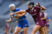 29 August 2021; Siobhán Gardiner of Galway in action against Clodagh McIntyre of Tipperary during the All-Ireland Senior Camogie Championship Semi-Final match between Tipperary and Galway at Croke Park in Dublin. Photo by Piaras Ó Mídheach/Sportsfile