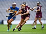 29 August 2021; Orla O'Dwyer of Tipperary in action against Emma Helebert of Galway during the All-Ireland Senior Camogie Championship Semi-Final match between Tipperary and Galway at Croke Park in Dublin. Photo by Piaras Ó Mídheach/Sportsfile