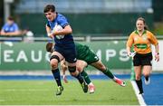29 August 2021; Josh O'Hare of Leinster is tackled by Adam Madden of Connacht during the IRFU U19 Men’s Clubs Interprovincial Championship Round 2 match between Leinster and Connacht at Energia Park in Dublin. Photo by Harry Murphy/Sportsfile