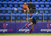 29 August 2021; Sam Prendergast of Leinster kicks a conversion during the IRFU U19 Men’s Clubs Interprovincial Championship Round 2 match between Leinster and Connacht at Energia Park in Dublin. Photo by Harry Murphy/Sportsfile