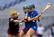 29 August 2021; Julieanne Bourke of Tipperary in action against Siobhán McGrath of Galway during the All-Ireland Senior Camogie Championship Semi-Final match between Tipperary and Galway at Croke Park in Dublin. Photo by Piaras Ó Mídheach/Sportsfile