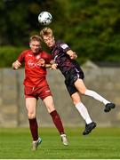 29 August 2021; Cameron Power of Wexford in action against Mark Ryan of Killester Donnycarney during the extra.ie FAI Cup Second Round match between Killester Donnycarney and Wexford at Hadden Park in Killester, Dublin. Photo by Eóin Noonan/Sportsfile