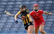 29 August 2021; Katie Power of Kilkenny in action against Libby Coppinger of Cork during the All-Ireland Senior Camogie Championship Semi-Final match between Cork and Kilkenny at Croke Park in Dublin. Photo by Piaras Ó Mídheach/Sportsfile