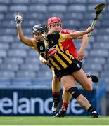 29 August 2021; Katie Power of Kilkenny in action against Libby Coppinger of Cork during the All-Ireland Senior Camogie Championship Semi-Final match between Cork and Kilkenny at Croke Park in Dublin. Photo by Piaras Ó Mídheach/Sportsfile