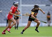 29 August 2021; Steffi Fitzgerald of Kilkenny in action against Meabh Cahalane of Cork during the All-Ireland Senior Camogie Championship Semi-Final match between Cork and Kilkenny at Croke Park in Dublin. Photo by Piaras Ó Mídheach/Sportsfile