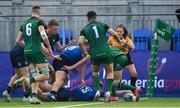 29 August 2021; David Donohue of Leinster scores his side's third try during the IRFU U18 Men’s Interprovincial Championship Round 2 match between Leinster and Connacht at Energia Park in Dublin. Photo by Harry Murphy/Sportsfile