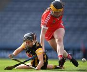 29 August 2021; Katie Power of Kilkenny in action against Cork goalkeeper Amy Lee during the All-Ireland Senior Camogie Championship Semi-Final match between Cork and Kilkenny at Croke Park in Dublin. Photo by Piaras Ó Mídheach/Sportsfile