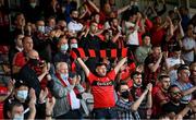 29 August 2021; Bohemians supporters during the extra.ie FAI Cup second round match between Bohemians and Shamrock Rovers at Dalymount Park in Dublin. Photo by Stephen McCarthy/Sportsfile