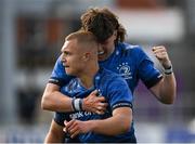 29 August 2021; Dan Carroll of Leinster is embraced by Tom Barry of Leinster after the IRFU U18 Men’s Interprovincial Championship Round 2 match between Leinster and Connacht at Energia Park in Dublin. Photo by Harry Murphy/Sportsfile