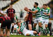 29 August 2021; Ronan Finn of Shamrock Rovers with Georgie Kelly of Bohemians during the extra.ie FAI Cup second round match between Bohemians and Shamrock Rovers at Dalymount Park in Dublin. Photo by Eóin Noonan/Sportsfile