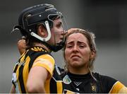 29 August 2021; Kilkenny players Meighan Farrell, right, and Claire Phelan dejected after their side's defeat in the All-Ireland Senior Camogie Championship Semi-Final match between Cork and Kilkenny at Croke Park in Dublin. Photo by Piaras Ó Mídheach/Sportsfile