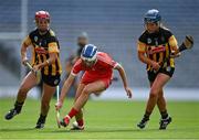 29 August 2021; Meabh Cahalane of Cork in action against Grace Walsh, left, and Mary O'Connell of Kilkenny during the All-Ireland Senior Camogie Championship Semi-Final match between Cork and Kilkenny at Croke Park in Dublin. Photo by Piaras Ó Mídheach/Sportsfile
