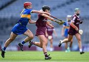 29 August 2021; Niamh Kilkenny of Galway is tackled by Karen Kennedy of Tipperary during the All-Ireland Senior Camogie Championship Semi-Final match between Tipperary and Galway at Croke Park in Dublin. Photo by Piaras Ó Mídheach/Sportsfile