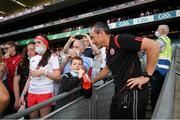 28 August 2021; Tyrone joint-manager Brian Dooher with family following the GAA Football All-Ireland Senior Championship semi-final match between Kerry and Tyrone at Croke Park in Dublin. Photo by Stephen McCarthy/Sportsfile