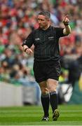 22 August 2021; Referee Fergal Horgan during the GAA Hurling All-Ireland Senior Championship Final match between Cork and Limerick in Croke Park, Dublin. Photo by Eóin Noonan/Sportsfile