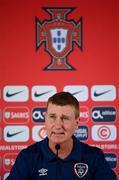 31 August 2021; Manager Stephen Kenny during a Republic of Ireland press conference at Estádio Algarve in Faro, Portugal. Photo by Stephen McCarthy/Sportsfile