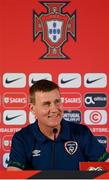 31 August 2021; Manager Stephen Kenny during a Republic of Ireland press conference at Estádio Algarve in Faro, Portugal. Photo by Stephen McCarthy/Sportsfile