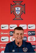 31 August 2021; Manager Stephen Kenny during a Republic of Ireland press conference at Estádio Algarve in Faro, Portugal. Photo by Stephen McCarthy/Sportsfile