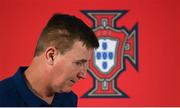 31 August 2021; Manager Stephen Kenny during a Republic of Ireland press conference at Estádio Algarve in Faro, Portugal. Photo by Stephen McCarthy/Sportsfile