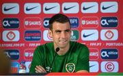31 August 2021; Seamus Coleman during a Republic of Ireland press conference at Estádio Algarve in Faro, Portugal. Photo by Stephen McCarthy/Sportsfile