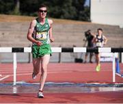 20 July 2013; Ireland's Damian O' Boyle, Calasanctius, Oranmore, Co. Galway, in action during the Boy's 1500m Steeplechase event. AVIVA SIAB Schools' Track & Field International 2013, Morton Stadium, Santry, Dublin. Picture credit: Tomas Greally / SPORTSFILE