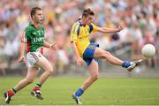 21 July 2013; Jack Earley, Roscommon, in action against Conor Loftus, Mayo. Electric Ireland Connacht GAA Football Minor Championship Final, Roscommon v Mayo, Elverys MacHale Park, Castlebar, Co. Mayo. Picture credit: Stephen McCarthy / SPORTSFILE