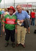 21 July 2013; Mayo supporter Pat Synott, left, from Ballinrobe, with Paddy Prendergast, who was full back on the last two Mayo All Ireland winning teams in 1950 and '51, before the game. Connacht GAA Football Senior Championship Final, Mayo v London, Elverys MacHale Park, Castlebar, Co. Mayo. Picture credit: Ray McManus / SPORTSFILE