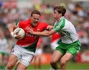 21 July 2013; Andy Moran, Mayo, in action against Philip Butler, London. Connacht GAA Football Senior Championship Final, Mayo v London, Elverys MacHale Park, Castlebar, Co. Mayo. Picture credit: Ray McManus / SPORTSFILE