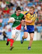 21 July 2013; Conor Loftus, Mayo, in action against Michael Murtagh, Roscommon. Electric Ireland Connacht GAA Football Minor Championship Final, Roscommon v Mayo, Elverys MacHale Park, Castlebar, Co. Mayo. Picture credit: Ray McManus / SPORTSFILE