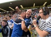 21 July 2013; Monaghan manager Malachy O'Rourke celebrates at the final whistle. Ulster GAA Football Senior Championship Final, Donegal v Monaghan, St Tiernach's Park, Clones, Co. Monaghan. Picture credit: Oliver McVeigh / SPORTSFILE