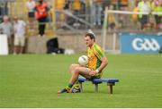 21 July 2013; Donegal captain Michael Murphy waits for his team-mates to join him for the team photograph. Ulster GAA Football Senior Championship Final, Donegal v Monaghan, St Tiernach's Park, Clones, Co. Monaghan. Picture credit: Daire Brennan / SPORTSFILE