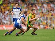 21 July 2013; Paddy McBrearty, Donegal, in action against Padraig Donaghy, Monaghan. Ulster GAA Football Senior Championship Final, Donegal v Monaghan, St Tiernach's Park, Clones, Co. Monaghan. Picture credit: Daire Brennan / SPORTSFILE