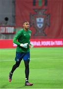 31 August 2021; Goalkeeper Gavin Bazunu during a Republic of Ireland training session at Estádio Algarve in Faro, Portugal. Photo by Stephen McCarthy/Sportsfile