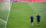 31 August 2021; Manager Stephen Kenny and David Forde, sports physiologist, right, during a Republic of Ireland training session at Estádio Algarve in Faro, Portugal. Photo by Stephen McCarthy/Sportsfile