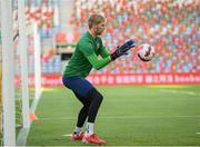 31 August 2021; Goalkeeper Caoimhin Kelleher during a Republic of Ireland training session at Estádio Algarve in Faro, Portugal. Photo by Stephen McCarthy/Sportsfile