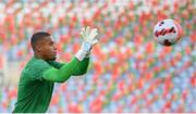 31 August 2021; Goalkeeper Gavin Bazunu during a Republic of Ireland training session at Estádio Algarve in Faro, Portugal. Photo by Stephen McCarthy/Sportsfile