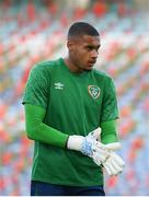 31 August 2021; Goalkeeper Gavin Bazunu during a Republic of Ireland training session at Estádio Algarve in Faro, Portugal. Photo by Stephen McCarthy/Sportsfile