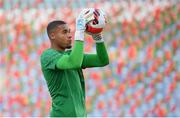 31 August 2021; Goalkeeper Gavin Bazunu during a Republic of Ireland training session at Estádio Algarve in Faro, Portugal. Photo by Stephen McCarthy/Sportsfile