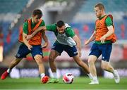 31 August 2021; Players, from left, Jayson Molumby, Troy Parrott and Daryl Horgan during a Republic of Ireland training session at Estádio Algarve in Faro, Portugal. Photo by Stephen McCarthy/Sportsfile