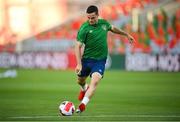 31 August 2021; Josh Cullen during a Republic of Ireland training session at Estádio Algarve in Faro, Portugal. Photo by Stephen McCarthy/Sportsfile