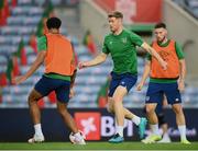 31 August 2021; Nathan Collins during a Republic of Ireland training session at Estádio Algarve in Faro, Portugal. Photo by Stephen McCarthy/Sportsfile