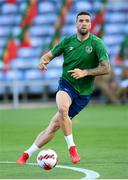 31 August 2021; Shane Duffy during a Republic of Ireland training session at Estádio Algarve in Faro, Portugal. Photo by Stephen McCarthy/Sportsfile