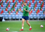 31 August 2021; Shane Duffy during a Republic of Ireland training session at Estádio Algarve in Faro, Portugal. Photo by Stephen McCarthy/Sportsfile