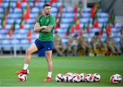 31 August 2021; Shane Duffy during a Republic of Ireland training session at Estádio Algarve in Faro, Portugal. Photo by Stephen McCarthy/Sportsfile