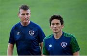 31 August 2021; Manager Stephen Kenny and coach Keith Andrews, right, during a Republic of Ireland training session at Estádio Algarve in Faro, Portugal. Photo by Stephen McCarthy/Sportsfile