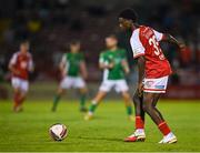 27 August 2021; James Abankwah of St Patrick's Athletic during the extra.ie FAI Cup Second Round match between Cork City and St Patrick's Athletic at Turner's Cross in Cork. Photo by Piaras Ó Mídheach/Sportsfile