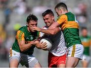 28 August 2021; Darren McCurry of Tyrone in action against David Moran, left, and Tom O'Sullivan of Kerry during the GAA Football All-Ireland Senior Championship semi-final match between Kerry and Tyrone at Croke Park in Dublin. Photo by Piaras Ó Mídheach/Sportsfile