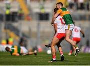 28 August 2021; Tom O'Sullivan of Kerry and Darren McCurry of Tyrone tussle off the ball during the GAA Football All-Ireland Senior Championship semi-final match between Kerry and Tyrone at Croke Park in Dublin. Photo by Piaras Ó Mídheach/Sportsfile