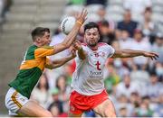 28 August 2021; Conor McKenna of Tyrone in action against Diarmuid O'Connor of Kerry during the GAA Football All-Ireland Senior Championship semi-final match between Kerry and Tyrone at Croke Park in Dublin. Photo by Piaras Ó Mídheach/Sportsfile